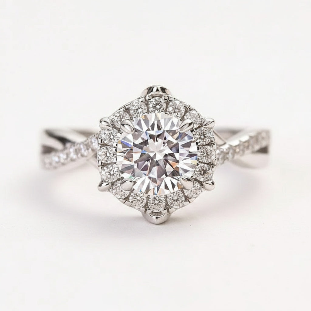 Aurevyn 1.0 Ct Twist Flower Design Promise Bridal Ring