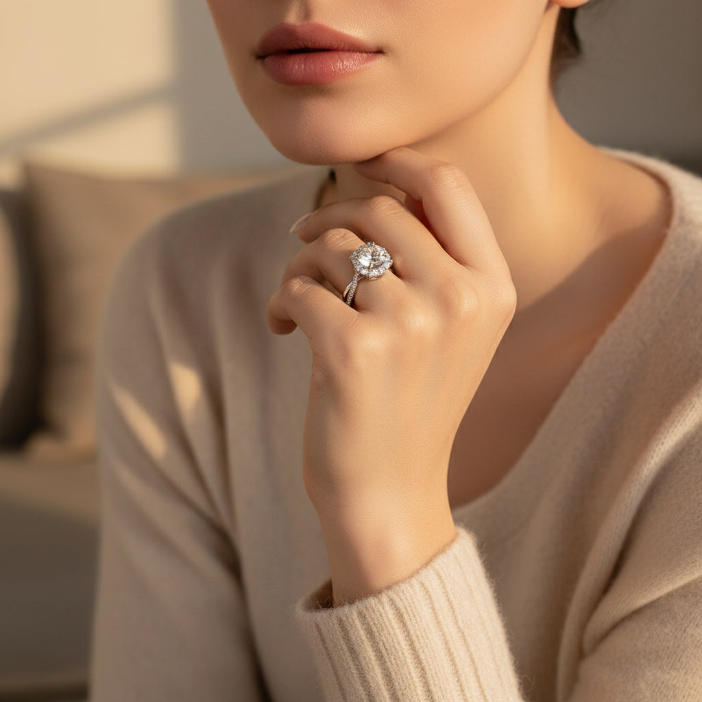 Aurevyn 1.0 Ct Twist Flower Design Promise Bridal Ring