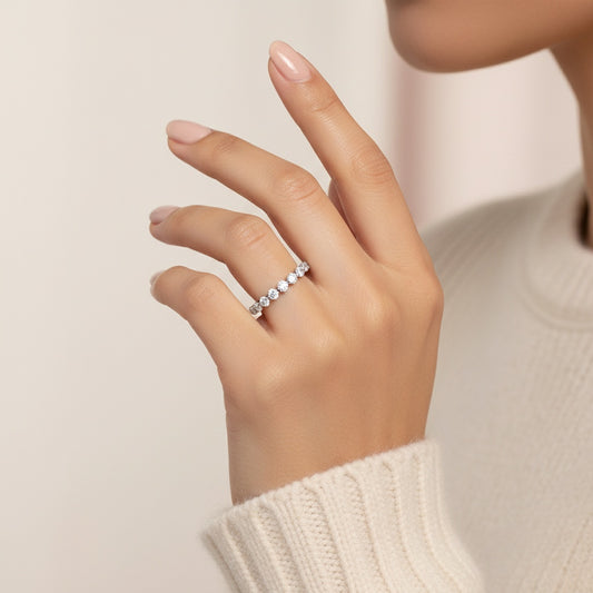 Aurevyn 1.0 Ct White Gold Round Cut Full Eternity Wedding Band