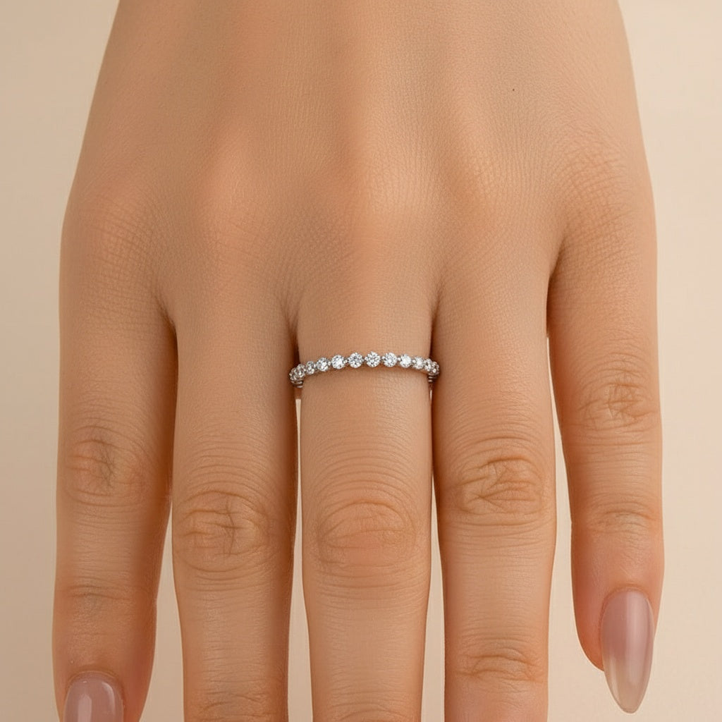Aurevyn 1.0 Ct White Gold Round Cut Full Eternity Wedding Band