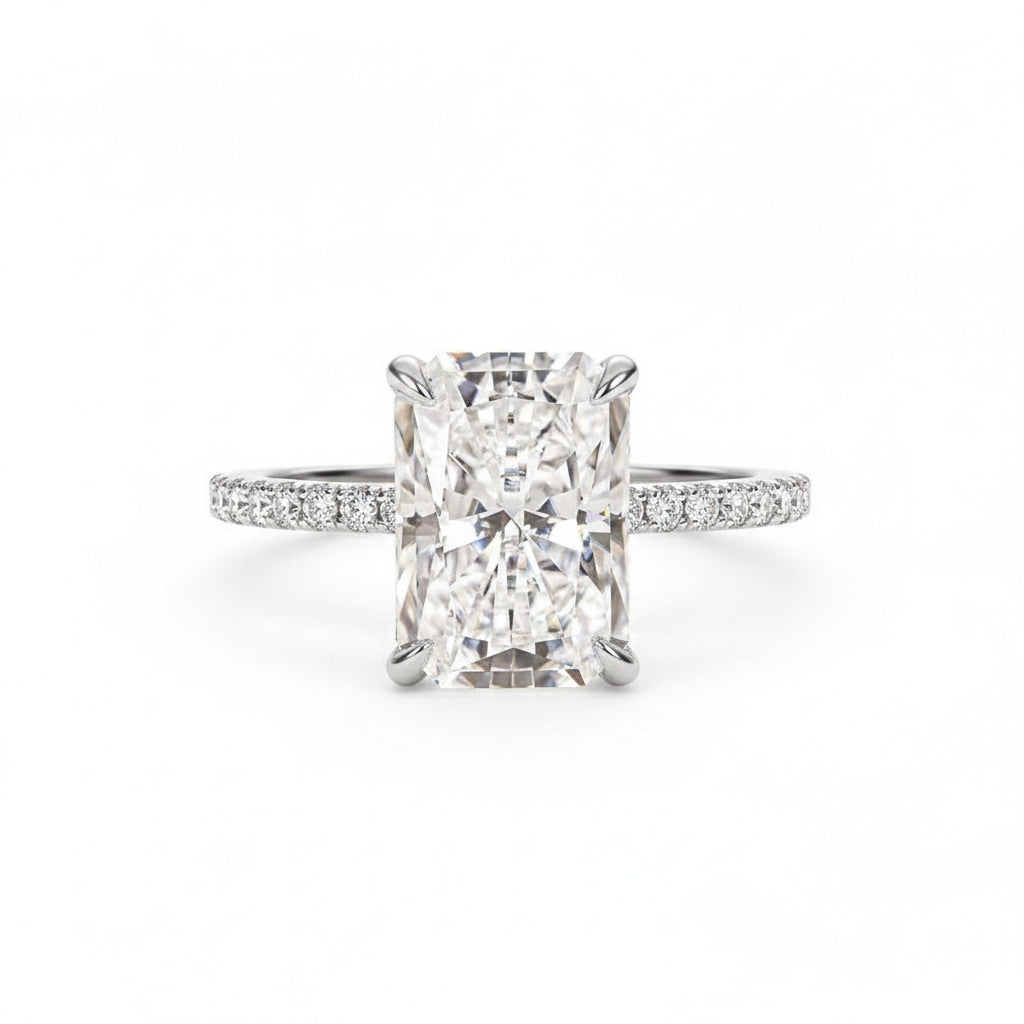 Aurevyn 1.0 Ct~3.5 Ct Radiant Cut White Gold Engagement Ring For Women