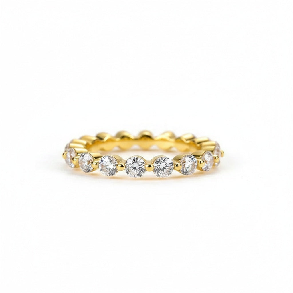 Aurevyn 1.0Ct ~1.5 Ct Round Cut Yellow Gold  Anniversary Ring