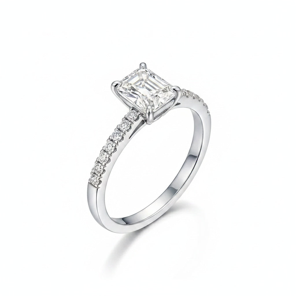 Aurevyn 1.0Ct Radiant Cut White Gold Engagement Ring For Women