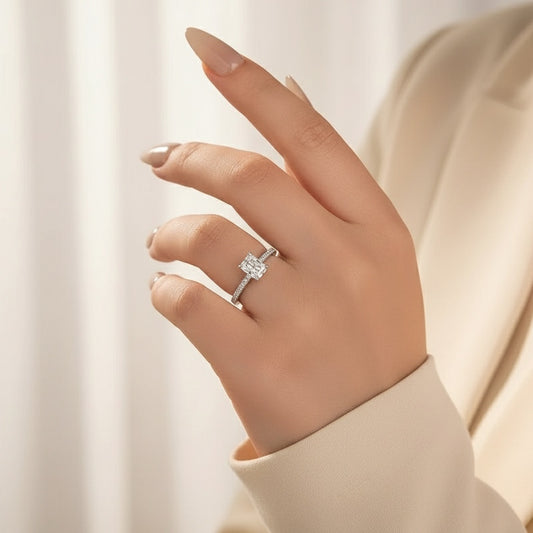 Aurevyn 1.0Ct Radiant Cut White Gold Engagement Ring For Women