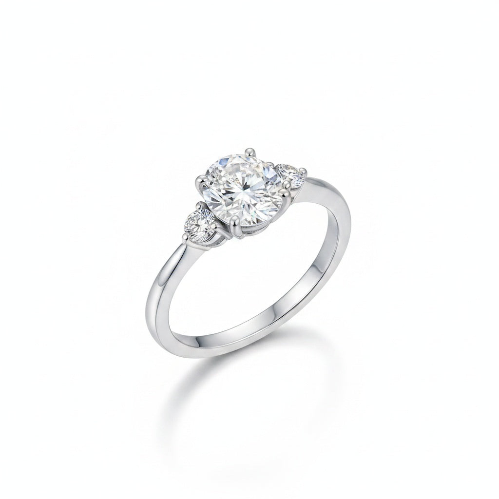 Aurevyn 1.0Ct Three Stone Round Cut Moissanite Ring in S925 Sterling Silver