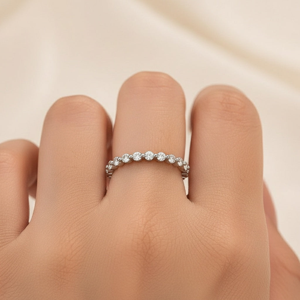 Aurevyn 1.2 Ct Round Cut White Gold Anniversary Ring