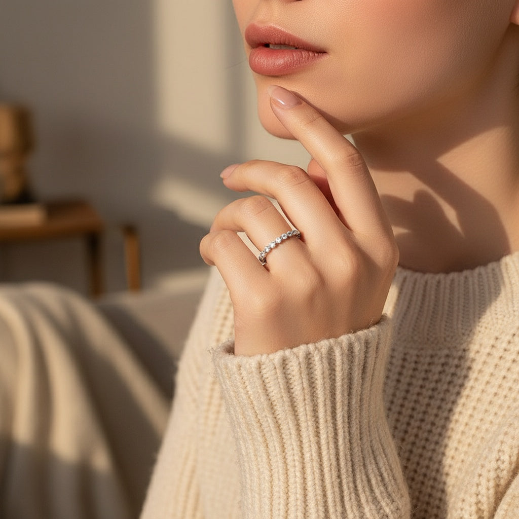 Aurevyn 1.2 Ct Round Cut White Gold Anniversary Ring