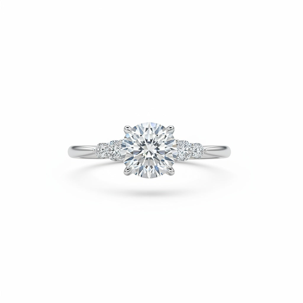 Aurevyn 1.2 Ct Round Cut White Gold Triple Moissanite Diamond Engagement Ring