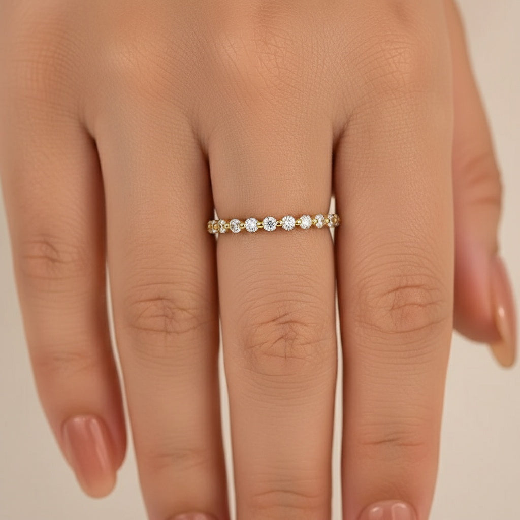 Aurevyn 1.2 Ct Round Cut Yellow Gold Anniversary Ring