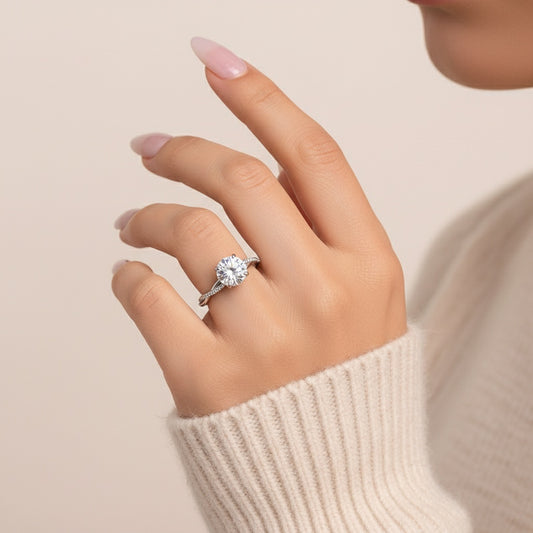 Aurevyn 1.2Ct/2.0 Ct Round Cut Twist White Gold Pave Promise Bridal Ring