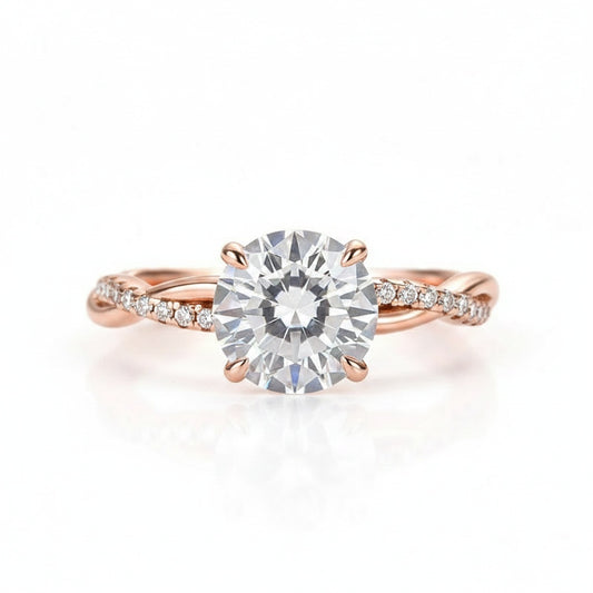 Aurevyn 1.2Ct/2.0 Ct Twist Rose Gold Pave Promise Bridal Ring