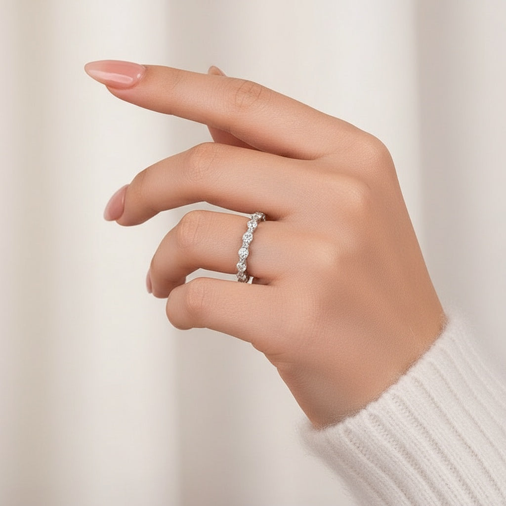 Aurevyn 1.65 Ct Round Cut Full Wedding Band for Women