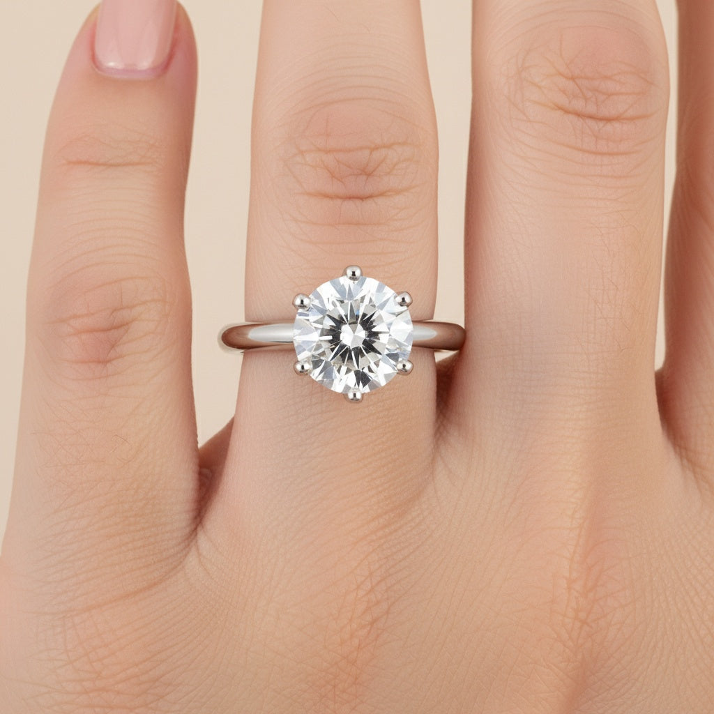 Aurevyn 2.0 Ct ～3.0Ct Round Cut 6 Prong White Gold Engagement Ring