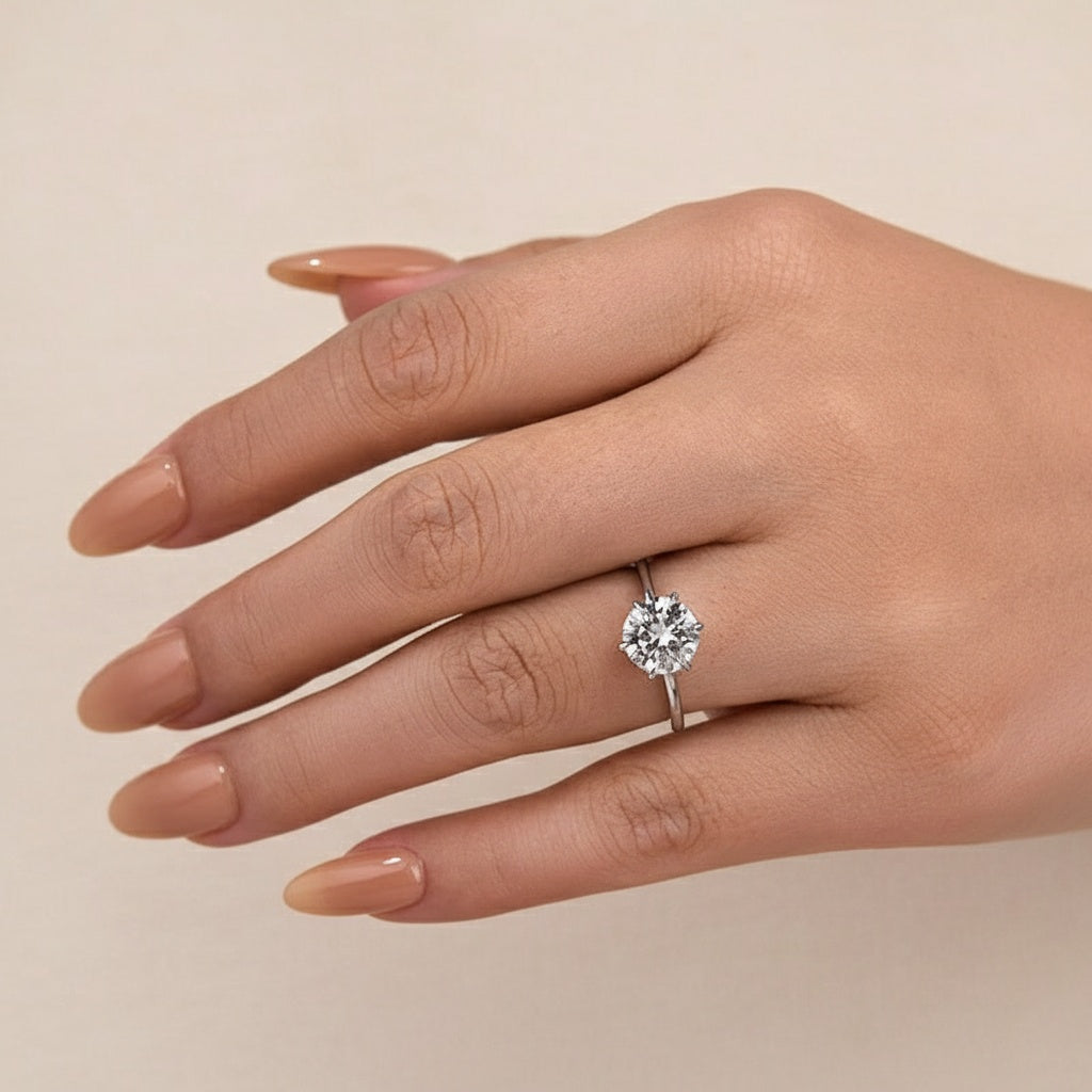 Aurevyn 2.0 Ct ~ 4.0 Ct Round Cut 6 Prong Engagement Ring For Women