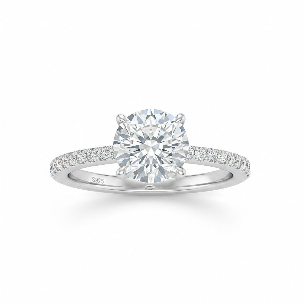 Aurevyn 2.0 Ct ～4.0 Ct Round Cut 6 Prong Promise Rings For Women