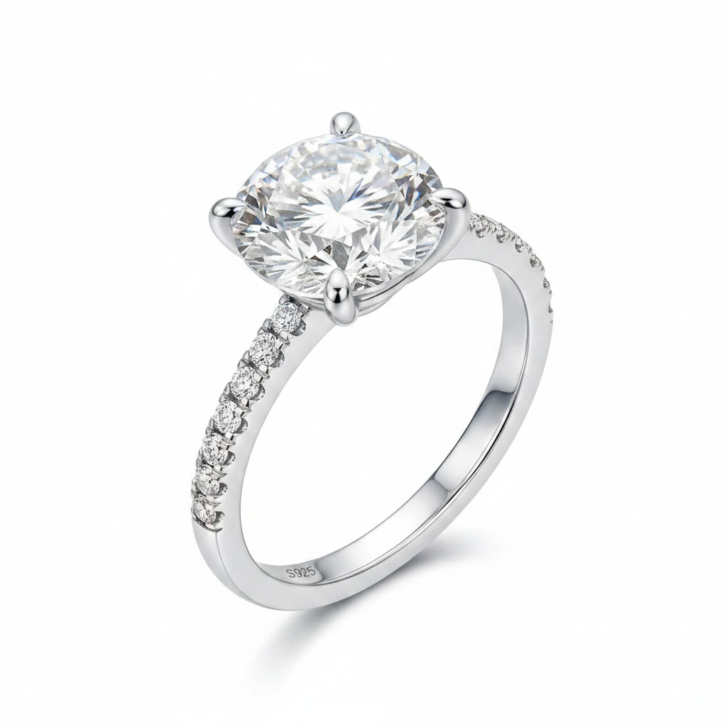 Aurevyn 2.0 Ct ～4.0 Ct Round Cut 6 Prong Promise Rings For Women