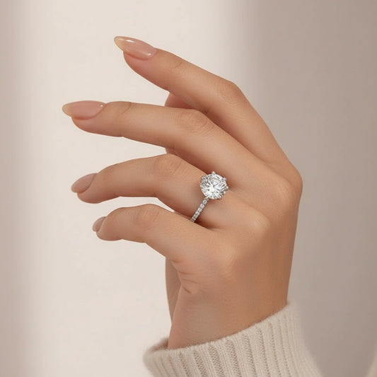 Aurevyn 2.0 Ct ～4.0 Ct Round Cut 6 Prong Promise Rings For Women