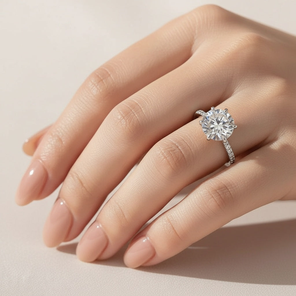 Aurevyn 2.0 Ct ～4.0 Ct Round Cut 6 Prong Promise Rings For Women