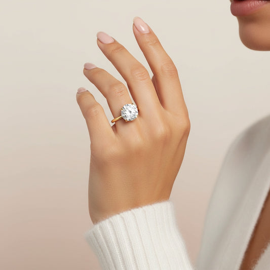 Aurevyn 2.0 Ct ~4.0Ct Round Cut Yellow Gold Promise Ring