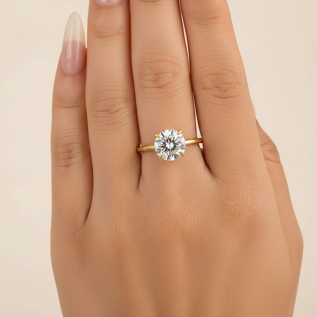 Aurevyn 2.0 Ct ~4.0Ct Round Cut Yellow Gold Promise Ring