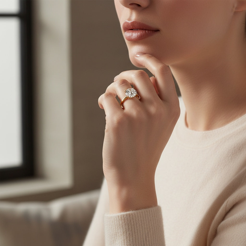 Aurevyn 2.0 Ct ~4.0Ct Round Cut Yellow Gold Promise Ring