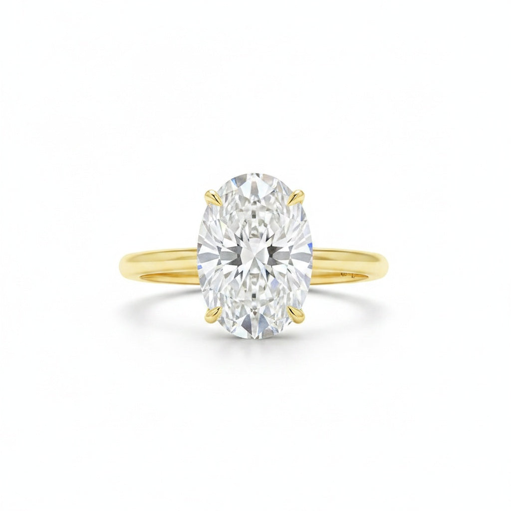 Aurevyn 2.0 Ct ～5.5 Ct Oval Cut Yellow Gold Promise Ring For Women