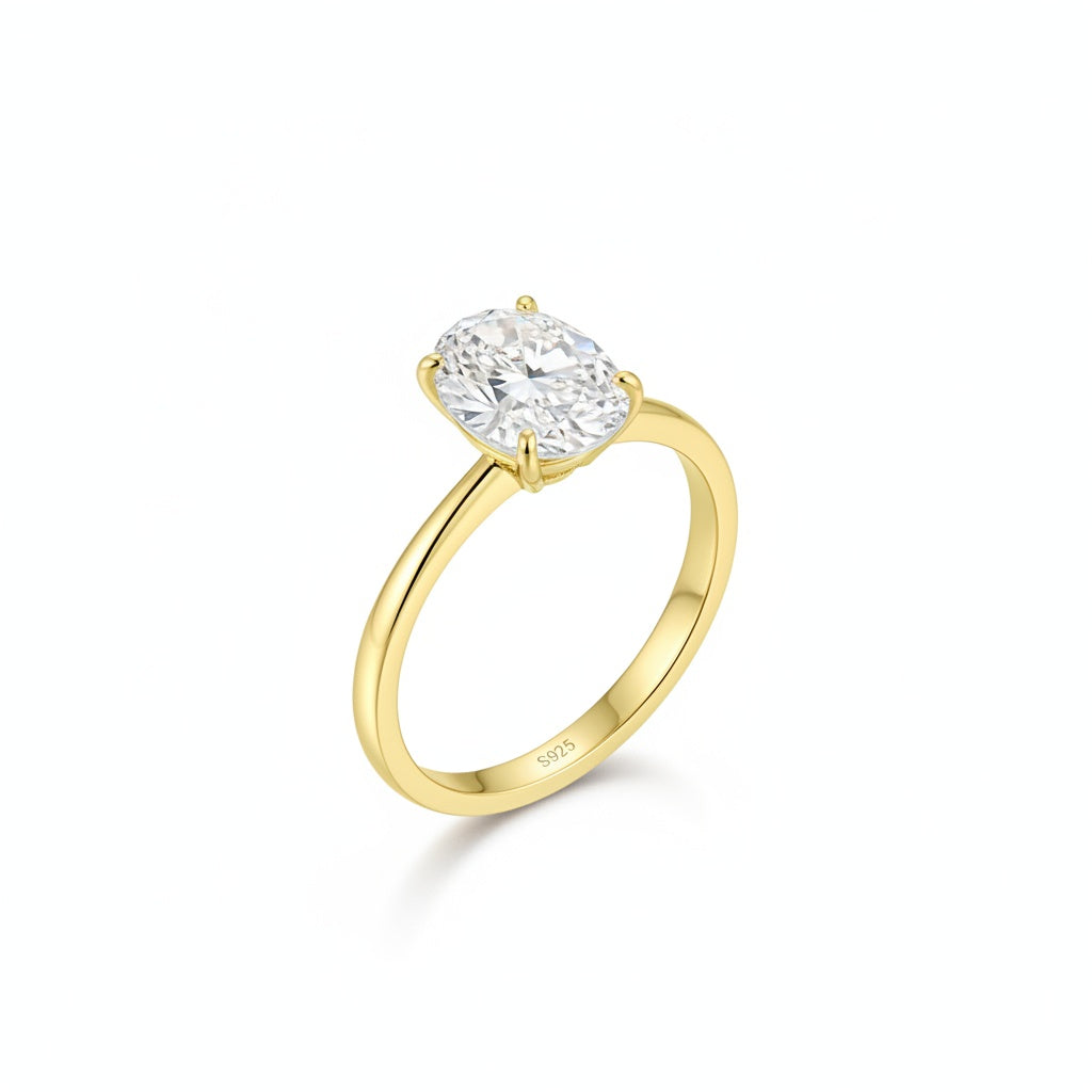 Aurevyn 2.0 Ct ～5.5 Ct Oval Cut Yellow Gold Promise Ring For Women
