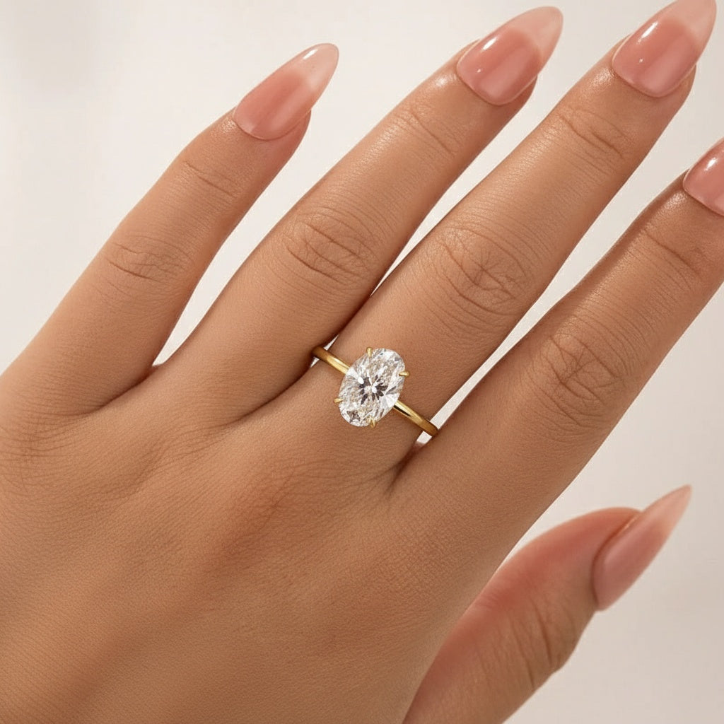 Aurevyn 2.0 Ct ～5.5 Ct Oval Cut Yellow Gold Promise Ring For Women