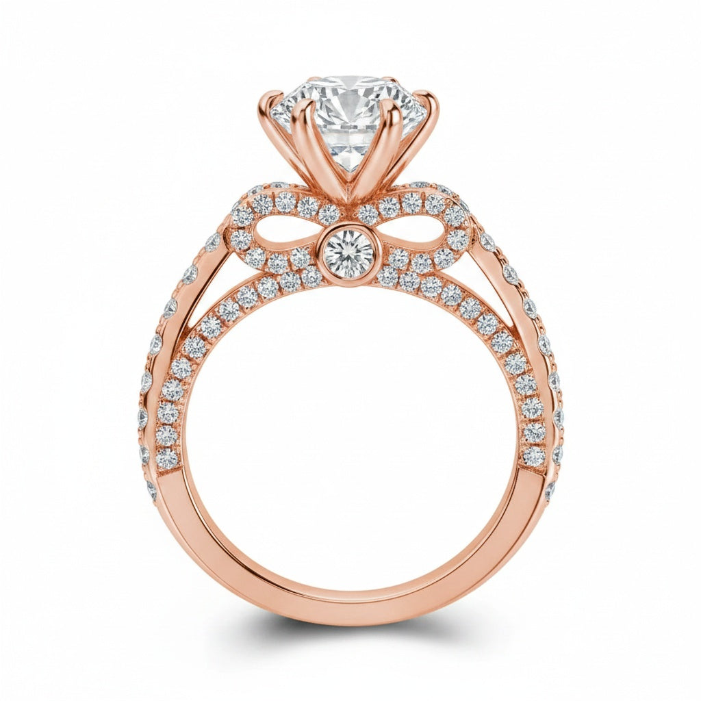 Aurevyn 2.0 Ct Bow Base Design Rose Gold Promise Bridal Ring