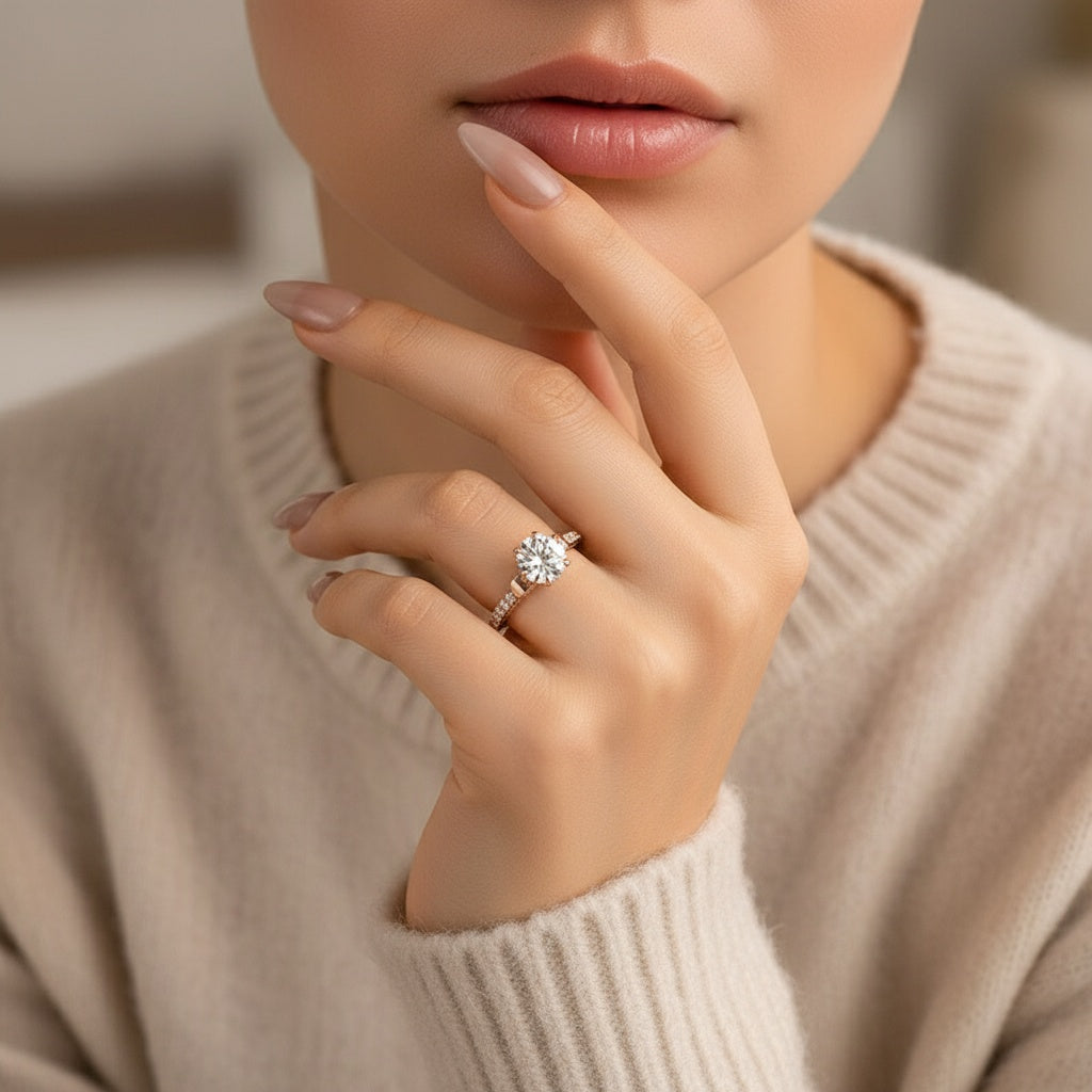 Aurevyn 2.0 Ct Bow Base Design Rose Gold Promise Bridal Ring