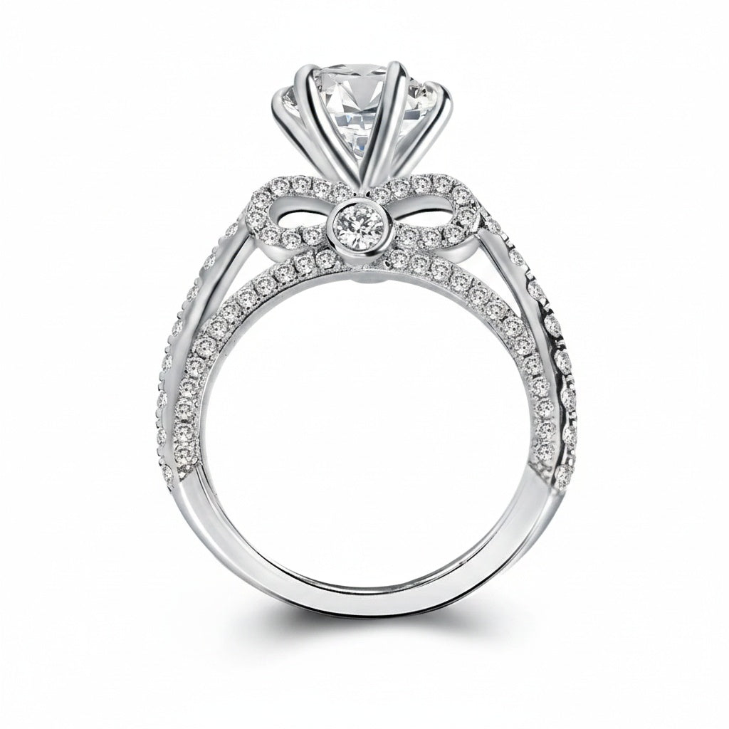 Aurevyn 2.0 Ct Bow Base Design White Gold Promise Bridal Ring