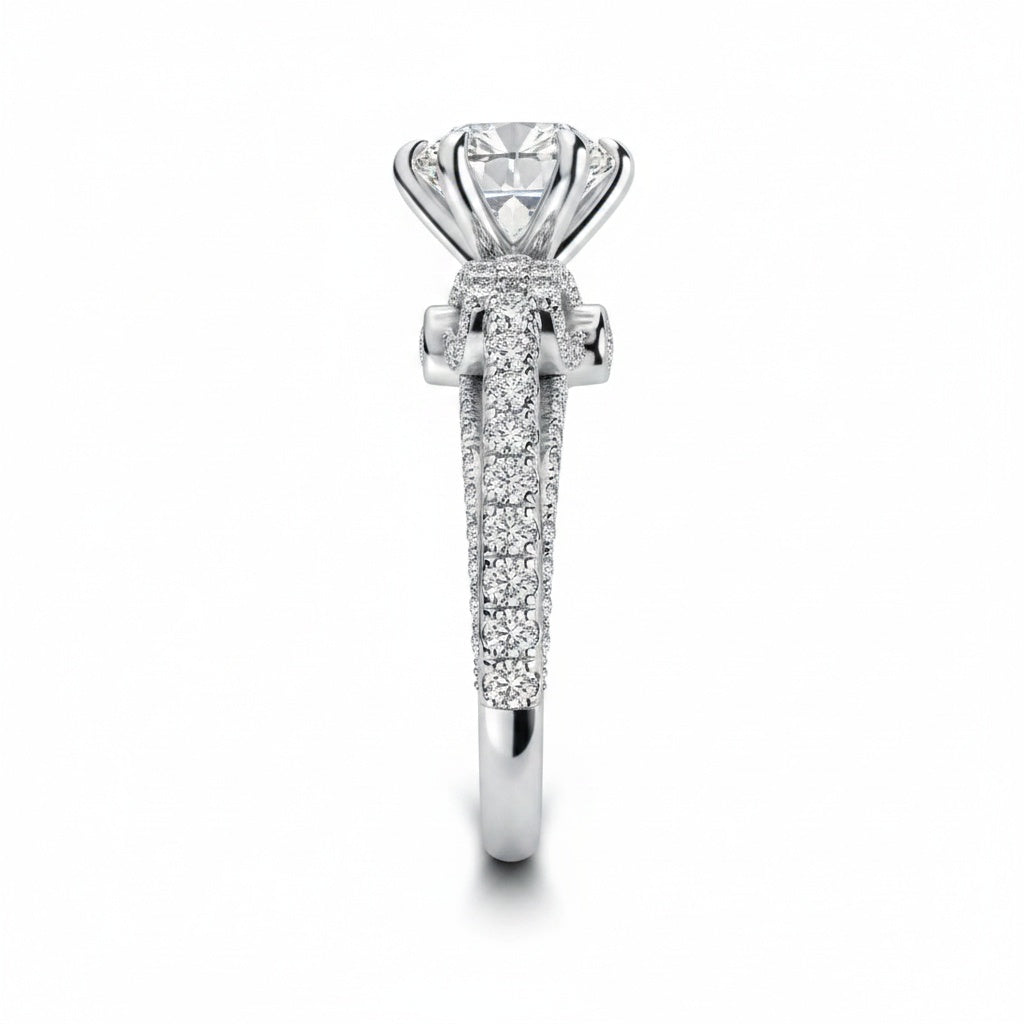 Aurevyn 2.0 Ct Bow Base Design White Gold Promise Bridal Ring