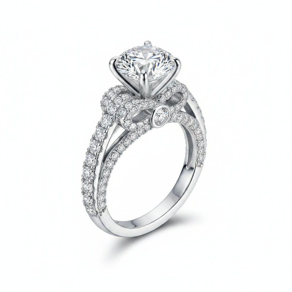 Aurevyn 2.0 Ct Bow Base Design White Gold Promise Bridal Ring