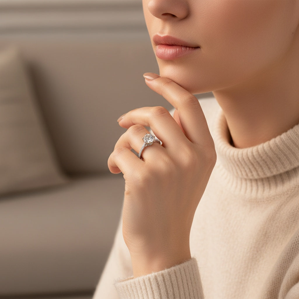 Aurevyn 2.0 Ct Bow Base Design White Gold Promise Bridal Ring