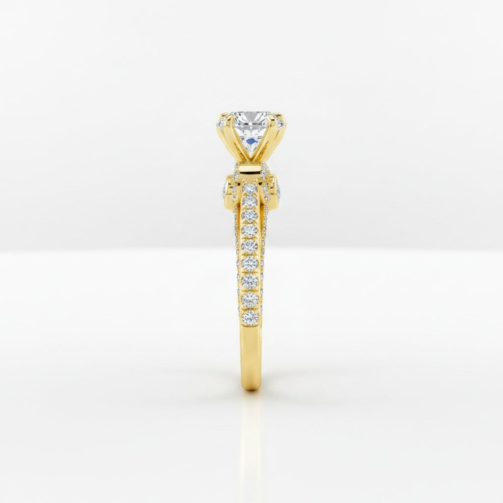 Aurevyn 2.0 Ct Bow Base Design Yellow Gold Promise Bridal Ring
