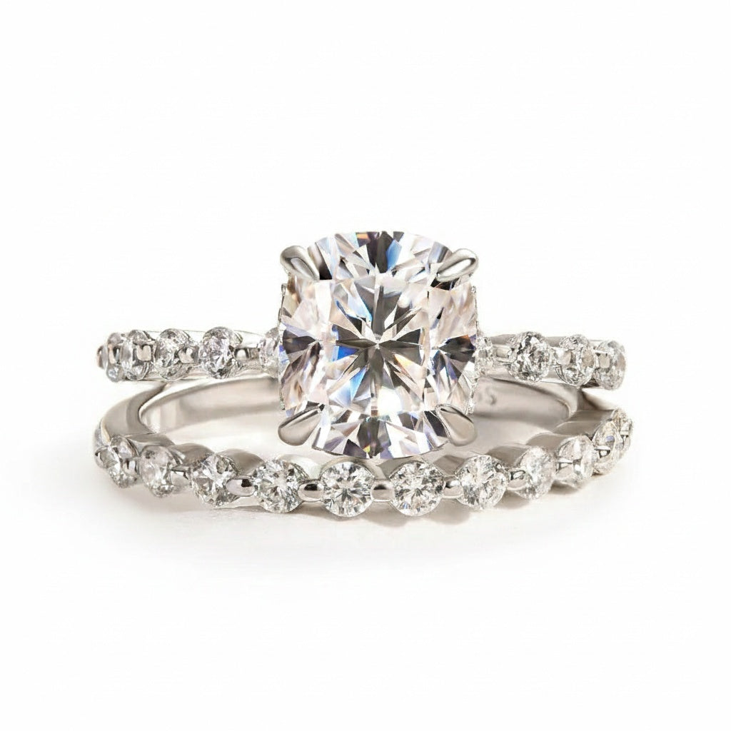Aurevyn 2.0 Ct Cushion Cut Wedding Ring Set For Women
