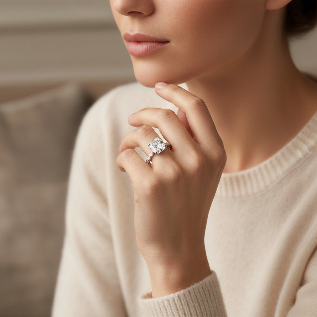 Aurevyn 2.0 Ct Cushion Cut Wedding Ring Set For Women