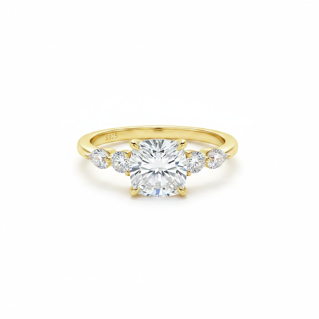 Aurevyn 2.0 Ct Cushion Yellow Gold Bridal Ring