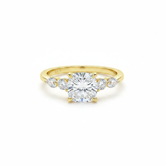 Aurevyn 2.0 Ct Cushion Yellow Gold Bridal Ring