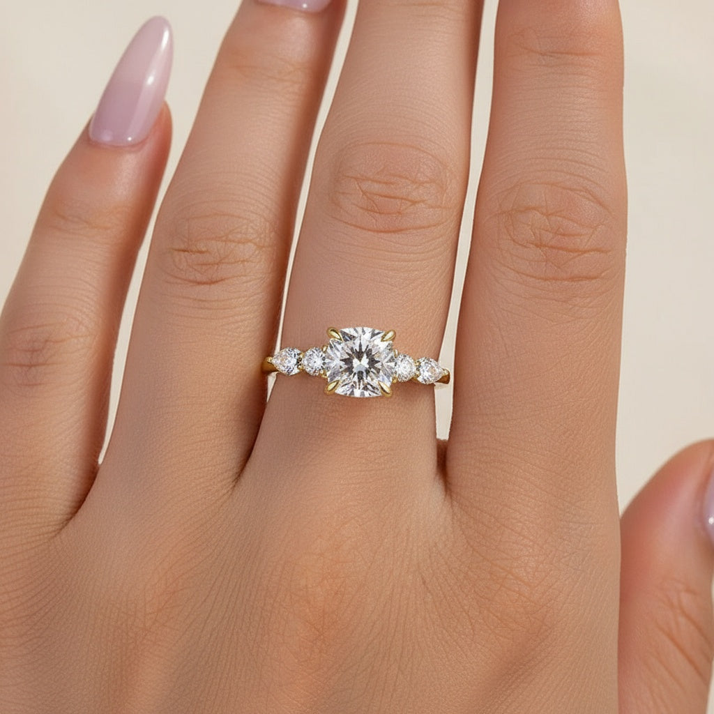 Aurevyn 2.0 Ct Cushion Yellow Gold Bridal Ring