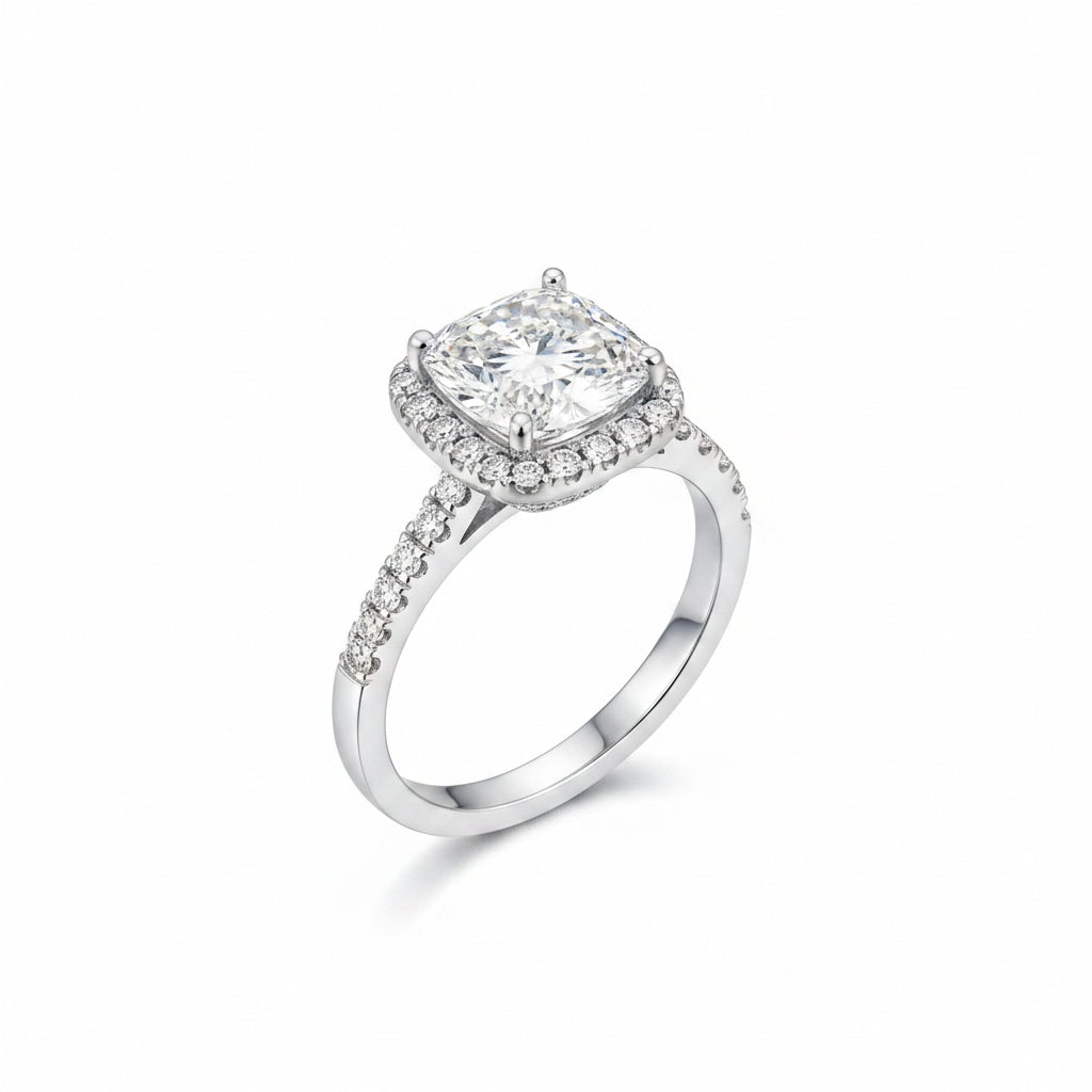 Aurevyn 2.0 Ct Halo Round Cut White Gold Promise Ring