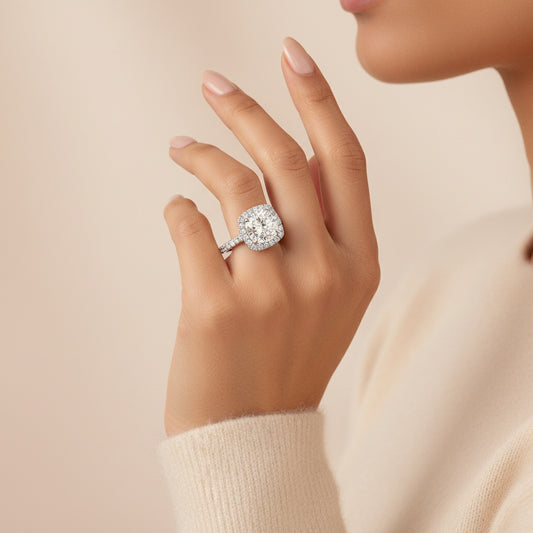 Aurevyn 2.0 Ct Halo Round Cut White Gold Promise Ring