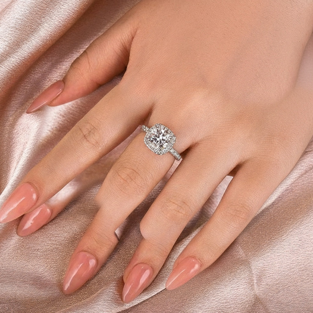 Aurevyn 2.0 Ct Halo Round Cut White Gold Promise Ring