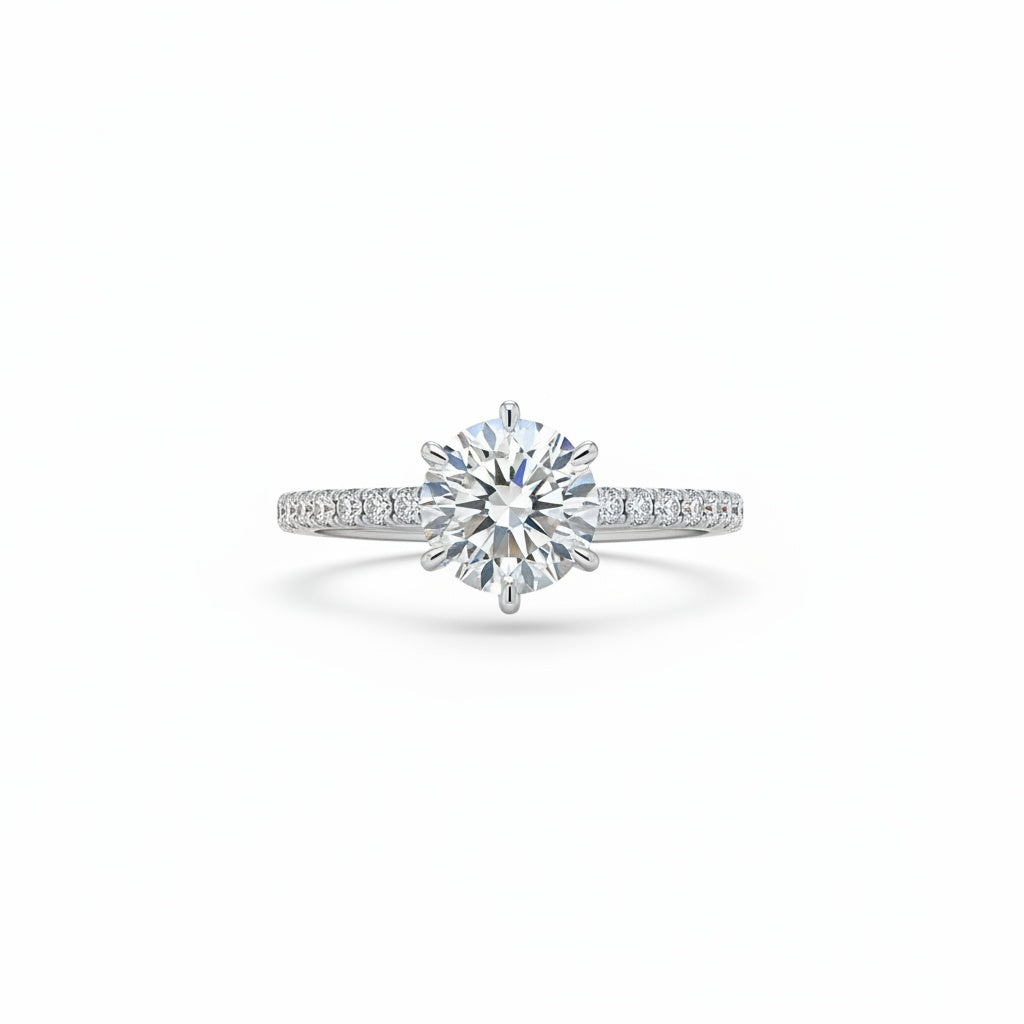 Aurevyn 2.0 Ct Hidden Halo Round Cut White Gold Engagement Ring