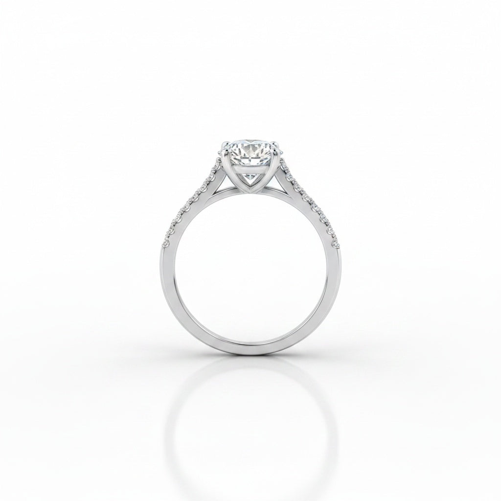 Aurevyn 2.0 Ct Hidden Halo Round Cut White Gold Engagement Ring