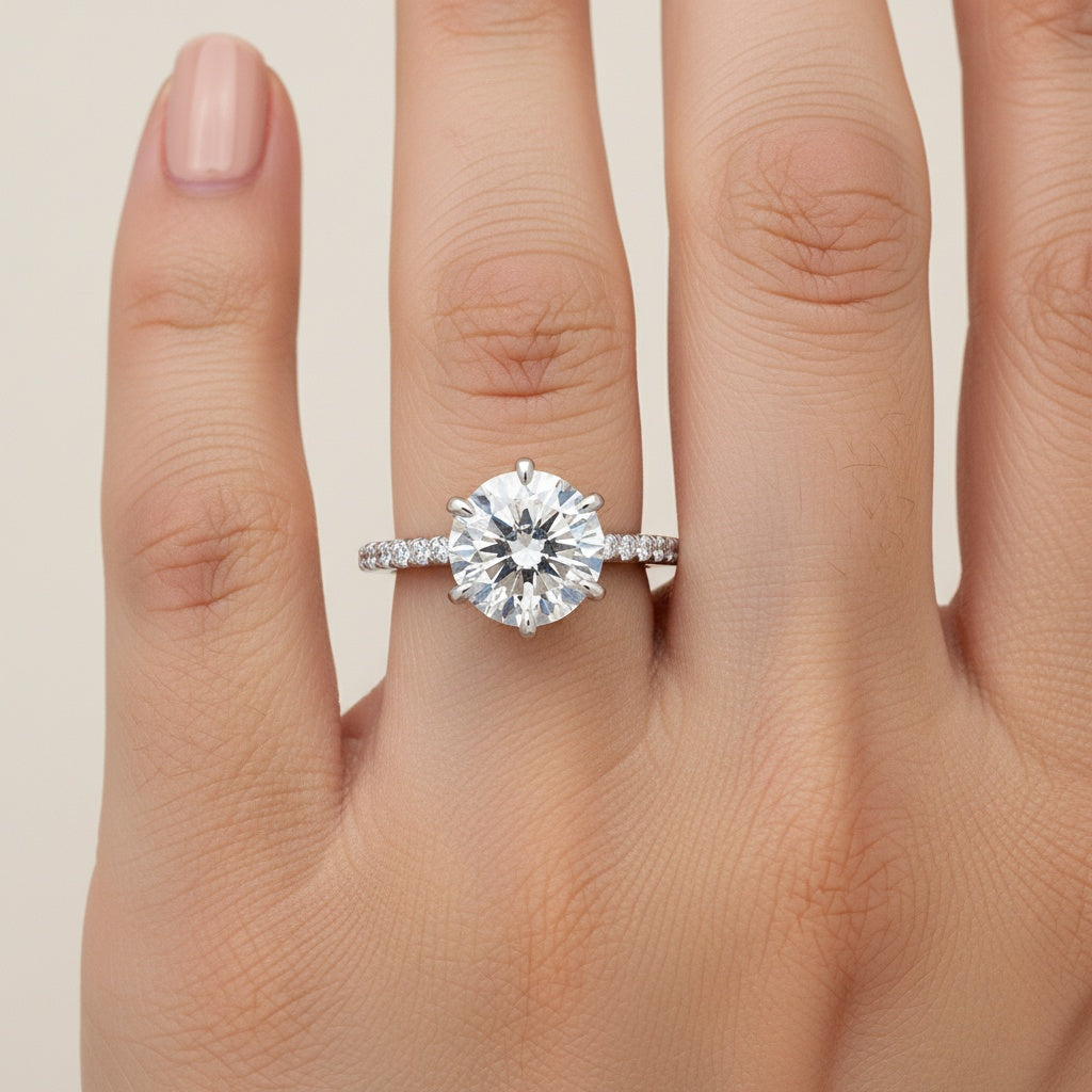 Aurevyn 2.0 Ct Hidden Halo Round Cut White Gold Engagement Ring