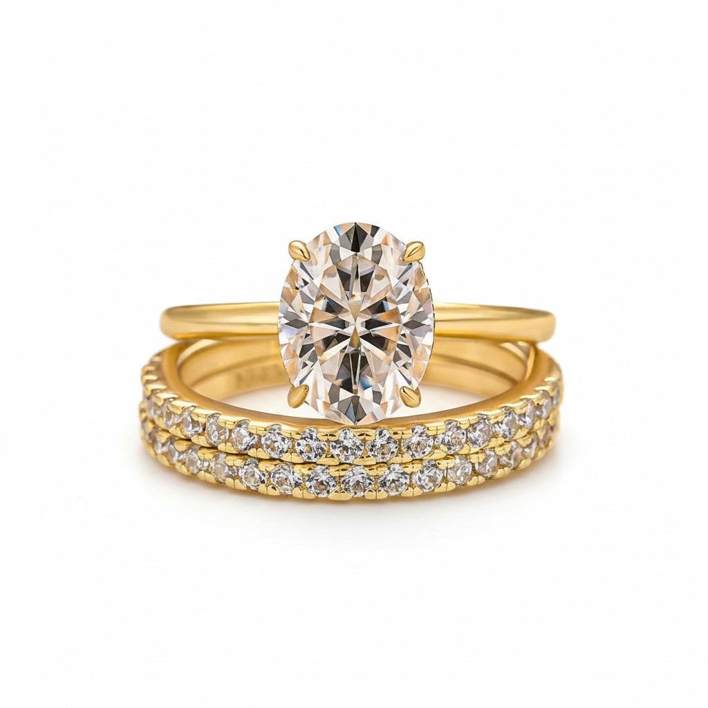 Aurevyn 2.0 Ct Oval Cut Wedding Ring Set For Women