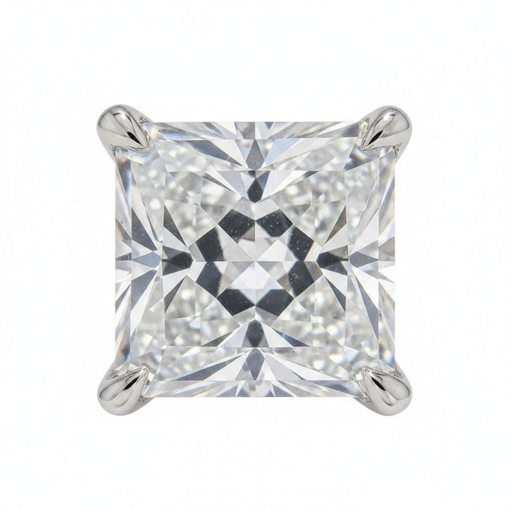 Aurevyn 2.0 Ct Princess Cut Pavé White Gold Moissanite Diamond Wedding Ring