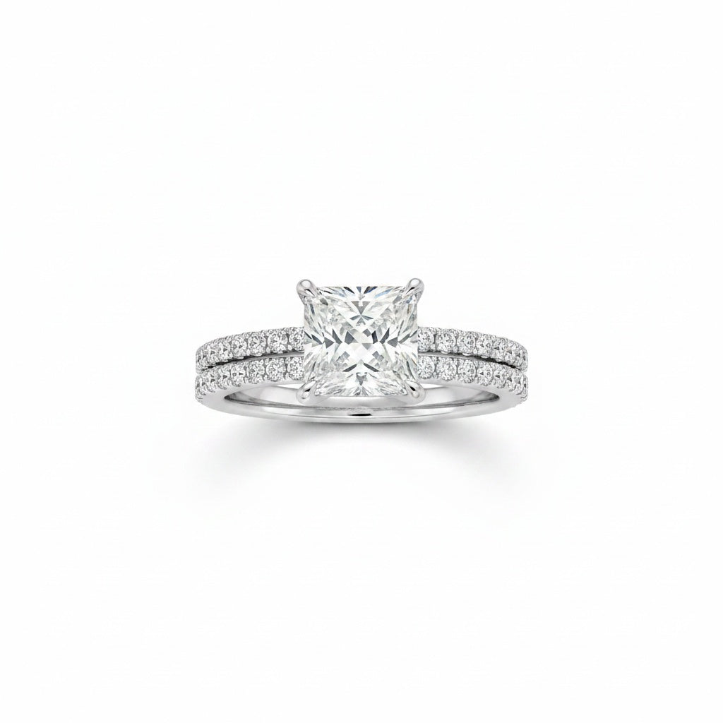 Aurevyn 2.0 Ct Princess Cut Wedding Ring Set For Women