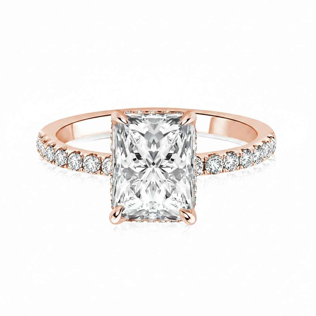 Aurevyn 2.0 Ct Radiant Cut Rose Gold Engagement Ring
